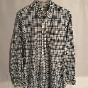 L.L. Bean Men's Size Medium Tall Navy & Yellow Slightly Fit Wrinkle Free Shirt
